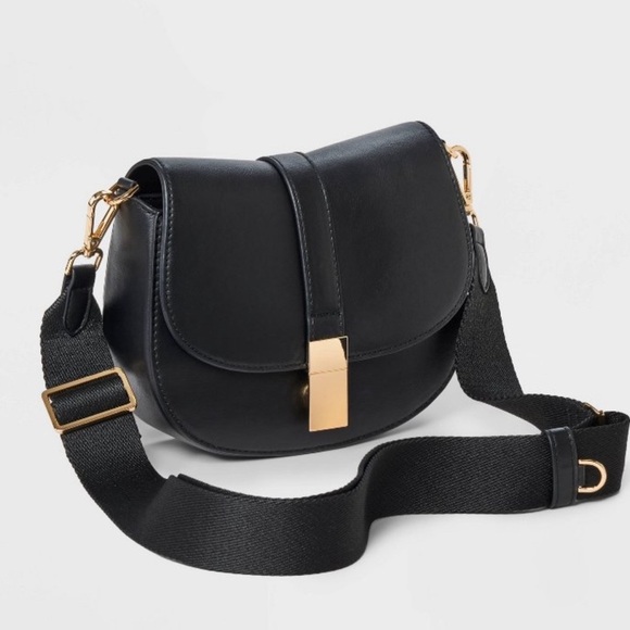 a new day Handbags - Black and Gold Saddle Bag